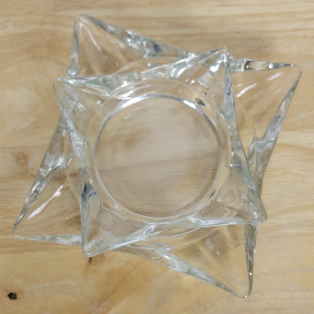 Mid Century Atomic Starburst Glass‎ Ashtrays Set Of 2 Trinket Dishes Clear Glass